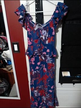 sofia by sofia vergara Blue Floral Off-Shoulder Maxi Skirt